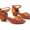Latin Ballroom Dance Shoes for Girls Kids Satin Low Heel Salsa Tango Dancing Shoes for Women
