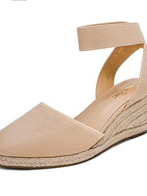 Women's Elastic Ankle Strap Espadrilles Wedge Sandals