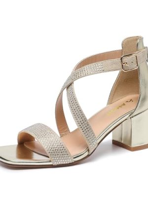 Women's 2.5 Inch Low Heel Ankle Strap Dressy Sandals 301