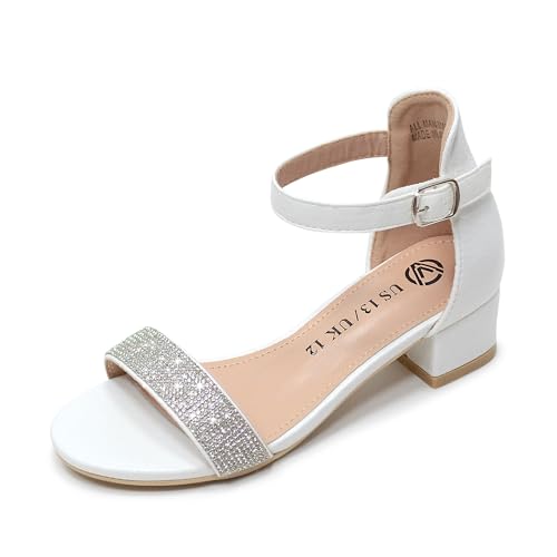 41PbTRPvVSL.jpg Girls Sandals Low Heels Ankle Strap Open Toe Dress Shoes Flower Girl Party Wedding Shoes for Girls