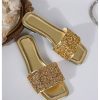 41QFLniOHKL.jpg Women's Rhinestone Sandals Glitter Strappy Sequin Shoes Square Toe Sparkly Flat Sandals