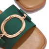 41QSOTyrjFL.jpg Womens Square Toe Dressy Summer Slide Sandals Flat Low Heel Big Metal Chain Slip On Party Slippers Shoes