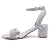 Women's Low Heels ?C 2.75 Inch Chunky Block Heeled Sandals | Clear Sandals, Open Toe Dressy Short Heels with Ankle Strap for