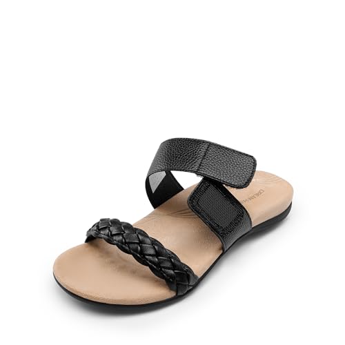41RvWN6w0L.jpg Women's Arch Support Slides Flat Sandals Soft Cushion Slippers With Adjustable Straps