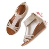 41SmXO7uFL.jpg Wedges for Women Sandals Bohemia Open Toe Roman Low Heel Zipper Back Platform Summer Dress Women??s Beach Sandals