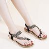 41T20ojvtrL.jpg Womens Sandals Flats Shoes: Comfortable Bohemian Beaded Dressy Summer Flat Casual Ankle Strap Elastic Slip on Beach Sandal