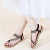 41U6GTt2lEL.jpg Womens Sandals Flats Shoes: Comfortable Bohemian Beaded Dressy Summer Flat Casual Ankle Strap Elastic Slip on Beach Sandal