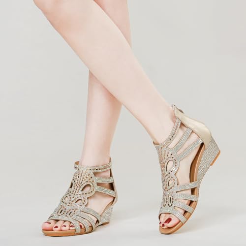 41V7fparfvL.jpg Women's Slide Wedge Sandal Open Toe High Heel Zipper Back Platform