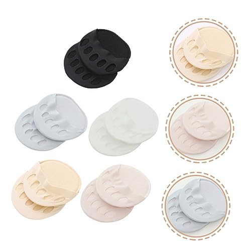 5 Pairs Toeless Toe Socks Cushion Half Socks for Women High Heels Sandals Invisible Foot Pads with and Relief Skin White Gray