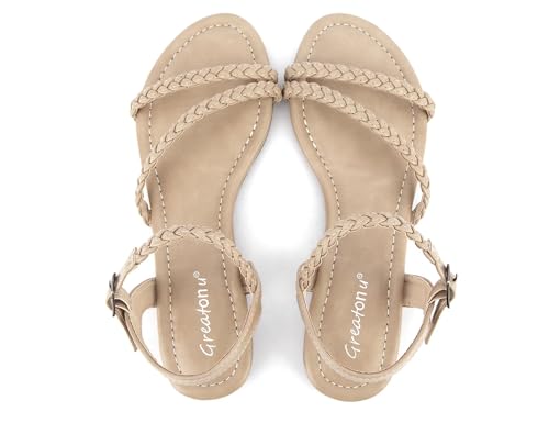 Women’s Flat Sandals Slip On Summer Gladiator Open Toe Braided Slingback Shoes