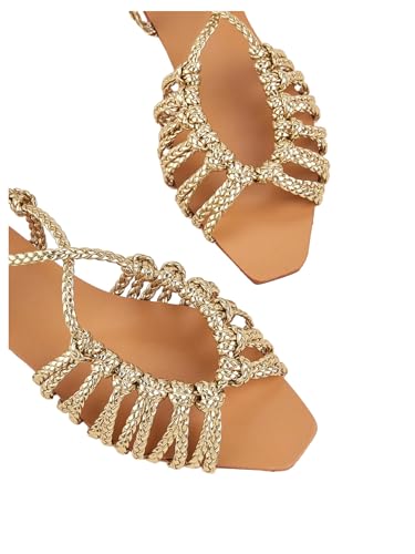 41WLYPd9NAL.jpg Women's Metallic Braided Slingback Sandals Casual Strappy Sandals