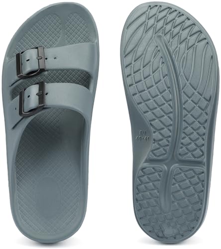 41WoRmunbEL.jpg Women and Men Wide Width Recovery Sandals Plantar Fasciitis Arch Support Orthotic Slides Adjustable Double Buckle Thick Sole