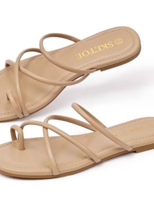 41YdWj7uMTL.jpg Strappy Sandals for Women Square Open Toe Flip Flops Comfortable Flat Sandals Toe Ring Thong Sandals for women