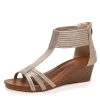 41b91AeEQ6L.jpg Wedges for Women Sandals Bohemia Open Toe Roman Low Heel Zipper Back Platform Summer Dress Women??s Beach Sandals