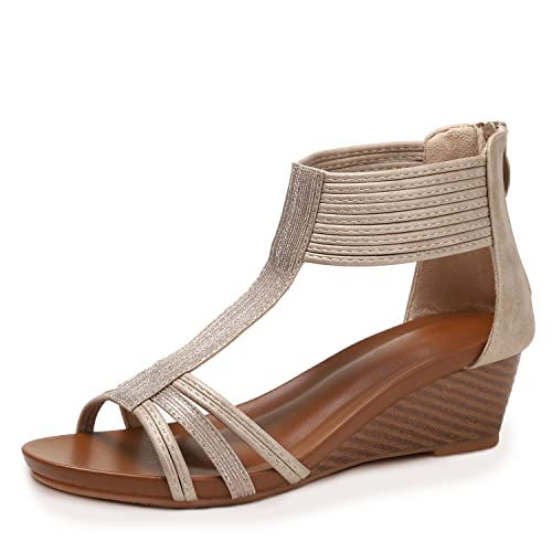 41b91AeEQ6L.jpg Wedges for Women Sandals Bohemia Open Toe Roman Low Heel Zipper Back Platform Summer Dress Women??s Beach Sandals