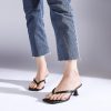 41dQ0Gh3LEL.jpg Kitten Flip Flop Thong Low Heels for Women Square Open Toe Slip On Heeled Sandals
