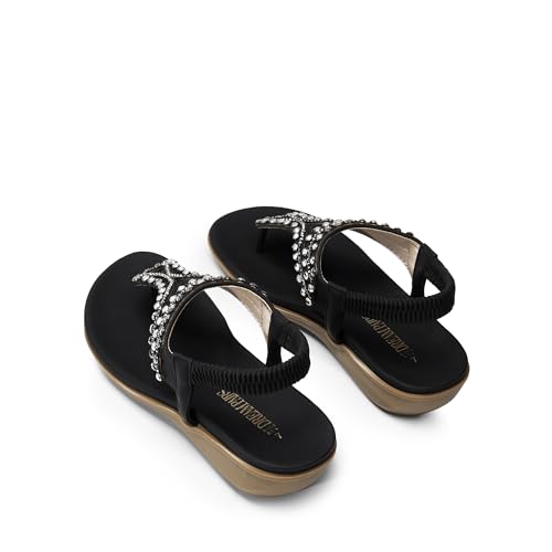 41eCaBdOOkL.jpg Women's Comfortable Dressy Flat Sandals Rhinestone Elastic T-Strap Thong Sandals for Summer Beach