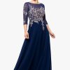 41eqk0vVdL.jpg Women's Long 3/4 Sleeve Embroidered Chiffon Gown