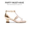 41fsdgXn5L.jpg Girls Sandals Ankle Strap T-Strap Low Heel Pearl Flower Pump Dress Wedding Party Square Toe Shoes for Little Kid/Big Kid