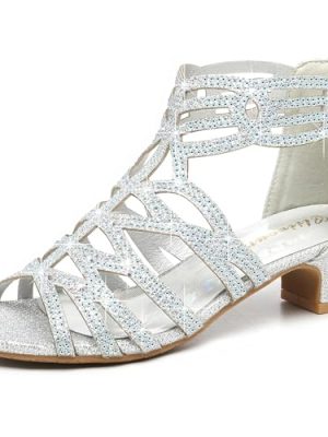 Girls High Heels Dress Pump Sandals Glitter Wedding Flower Party Princess Shoes for Kids Toddler