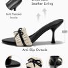Womens High Heels Mules Open Toe Bow Tie Sandals Ruffle Stiletto Slip on Prom Dress Shoes