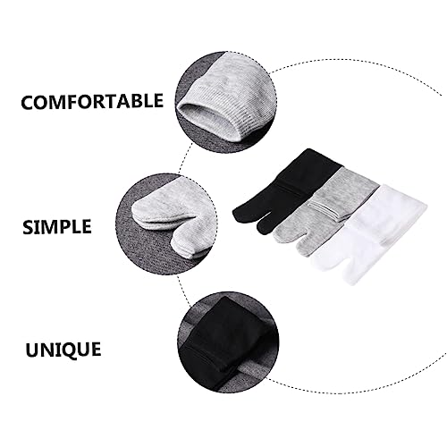 6 Pairs Breathable Two Toe Socks for Men and Women Comfortable Supple Crew Stockings with Skid Design Fit in White Black and