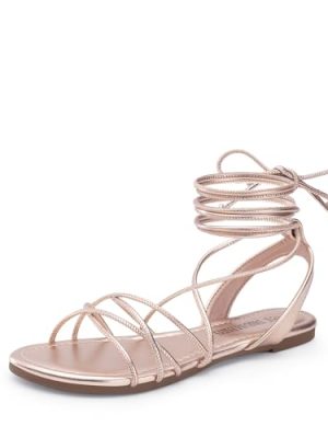 Lace-up Gladiator Sandals Strappy Dressy Summer Flat Sandals for Women
