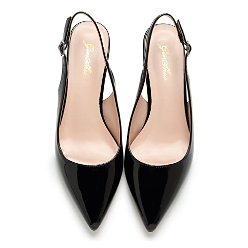 41jO5Xm2lL.jpg Low Kitten Heels Women's Slingback Dressy Pumps Pointed Closed Toe Ankle Strap Elegant Wedding Pumps Formal Comfortable Shoes
