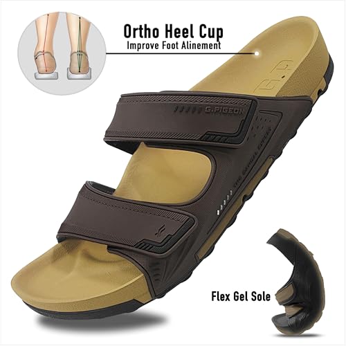 41jmRr5bWAL.jpg PIRO Unisex Orthoheel High Density Gel Slide Sandals Water Release Sole