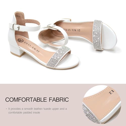 41kGkOmzAIL.jpg Girls Sandals Low Heels Ankle Strap Open Toe Dress Shoes Flower Girl Party Wedding Shoes for Girls