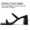 Women's Square Open Toe Heeled Sandals Two Strap Mules Slip On Block Chunky Mid Heels Sandals