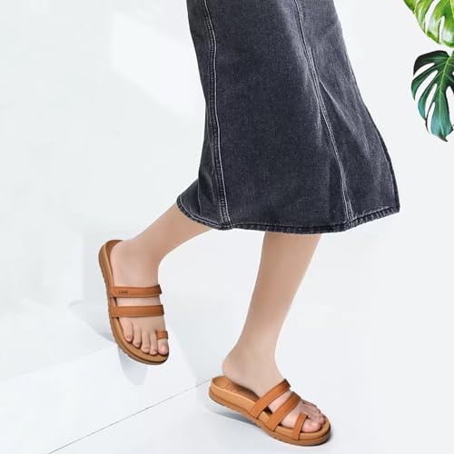 Womens Slides Sandals with Plantar Fasciitis Arch Support Fashion Comfort Adjustable Flat Sandals Ladies Lightweight Orthotic