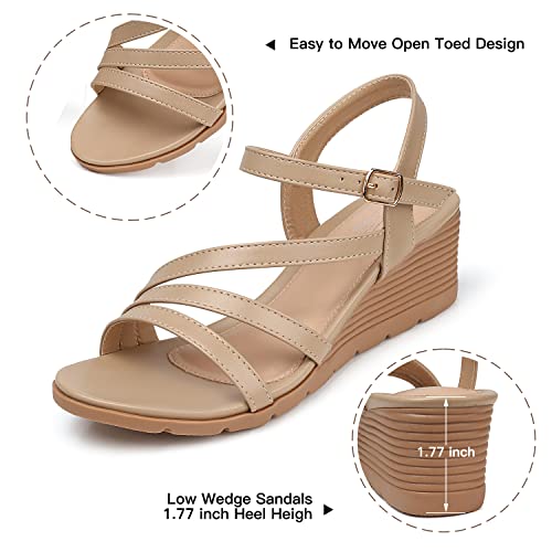 41kXiMElaL.jpg Wedge Sandals for Women Dressy: Summer Low Wedges Womens Comfortable Open Toe Sandal