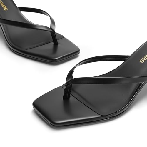 Kitten Heels for Women Flip Flop Low Heels Square Open Toe Sandals Thong 1.96 Inch Heeled Sandals for Summer Vocation