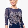41nRrNL87SL.jpg Women's Long 3/4 Sleeve Embroidered Chiffon Gown