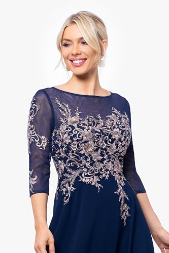 41nRrNL87SL.jpg Women's Long 3/4 Sleeve Embroidered Chiffon Gown