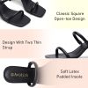 Women's Square Open Toe Heeled Sandals Two Strap Mules Slip On Block Chunky Mid Heels Sandals