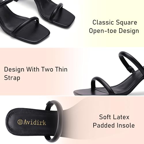 Women's Square Open Toe Heeled Sandals Two Strap Mules Slip On Block Chunky Mid Heels Sandals