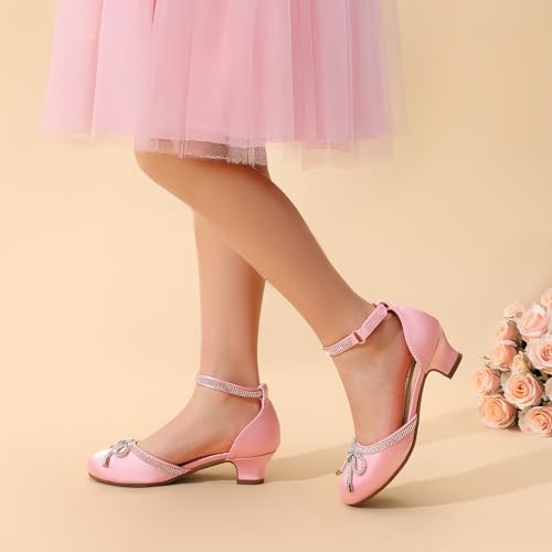 41o8VXat50L.jpg Girls Dress Shoes Closed Toe Low Heels Ankle Strap Pumps for Toddler Little Big Kid Flower Party Wedding Princess