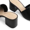 41oiwbycelL.jpg Women's Square Open Toe Heels Sandals Low Block Chunky Heeled Sandals Slide Sandals Slip on Comfortable Casual Pumps Shoes