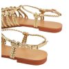 41p3I5rULSL.jpg Women's Metallic Braided Slingback Sandals Casual Strappy Sandals
