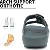 41pJQBsfoIL.jpg Women and Men Wide Width Recovery Sandals Plantar Fasciitis Arch Support Orthotic Slides Adjustable Double Buckle Thick Sole