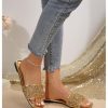 41pL8CXGk5L.jpg Women's Rhinestone Sandals Glitter Strappy Sequin Shoes Square Toe Sparkly Flat Sandals