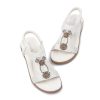 41r8imuyGOL.jpg Clearance Women Flat Sandals wide-fit Arch Support Boho Braided Sandals Comfort Walking Beach Ankle Elastic Summer Shoes Black