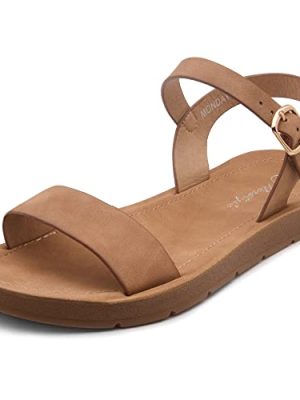 Flat Sandals for Women ??Open Toe 1 Band Ankle Strap Summer Dressy Sandals, Lightweight Casual Strappy Slip-On Flats with