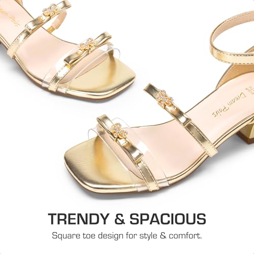 Girls Sandals Low Heel Dress Pump Ankle Strap Two Strapped Bow Flower Wedding Party Shoes for Little Kid/Big Kid