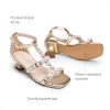 41t7m0k-mL.jpg Girls Sandals Ankle Strap T-Strap Low Heel Pearl Flower Pump Dress Wedding Party Square Toe Shoes for Little Kid/Big Kid