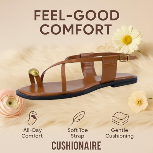 41tybey0TUL.jpg Corfu Flat Sandals for Women ??Strappy Design with Toe Loop and Adjustable Ankle Strap ??Lightweight Summer Dress Sandal