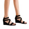 41vW1VbimeL.jpg Women's Elastic Ankle Strap Low Wedge Sandals