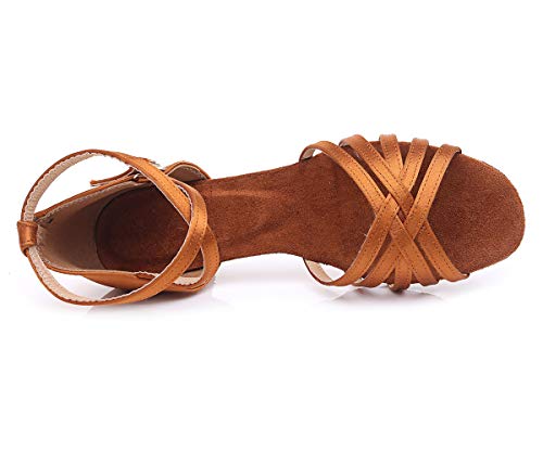 Latin Ballroom Dance Shoes for Girls Kids Satin Low Heel Salsa Tango Dancing Shoes for Women